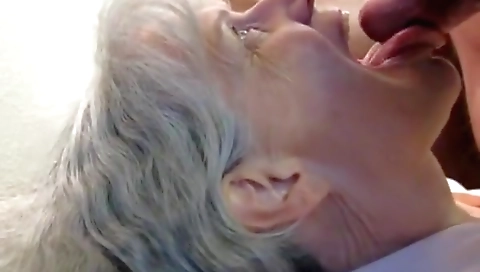 Grey haired granny blowjob and cum in her mouth